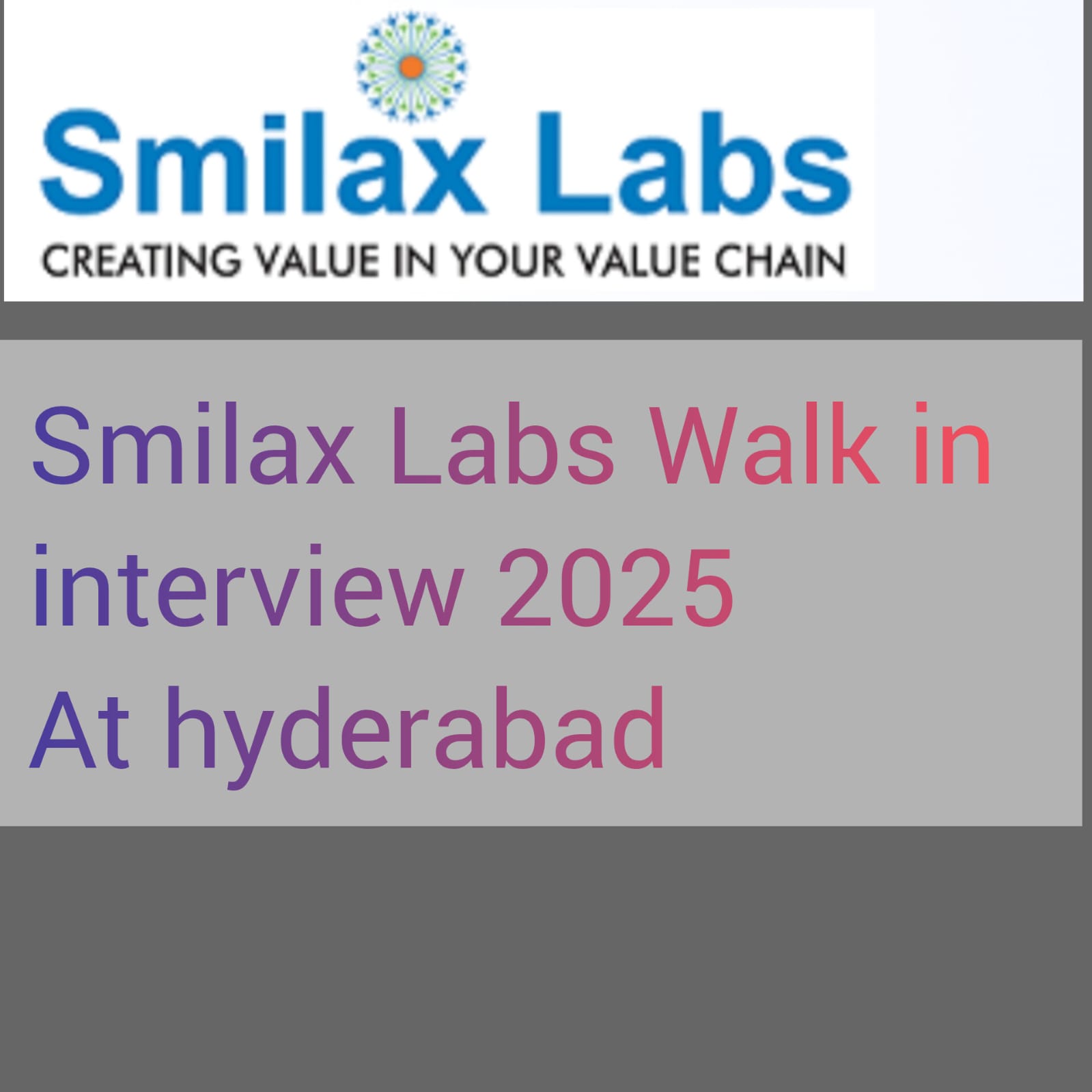 Smilax Labs Walk-in Interview 2025