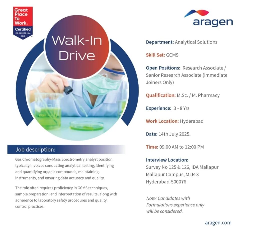 Aragen Job Opening