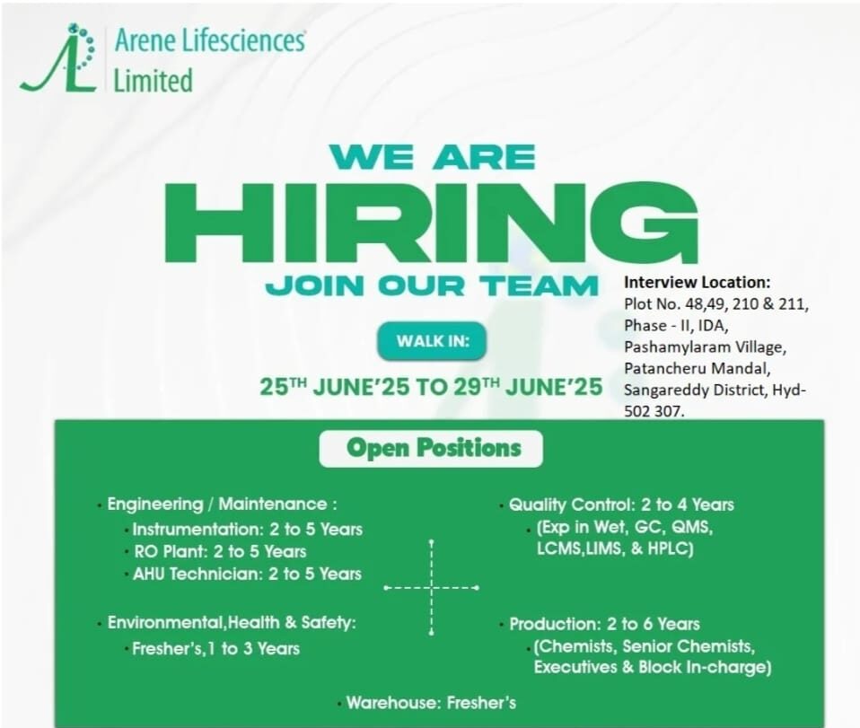 Arene Lifesciences Job Vacancy