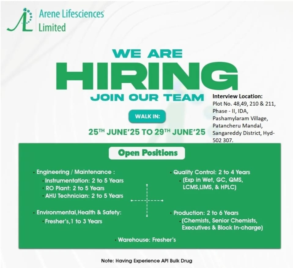 Arene Lifesciences Job Vacancy