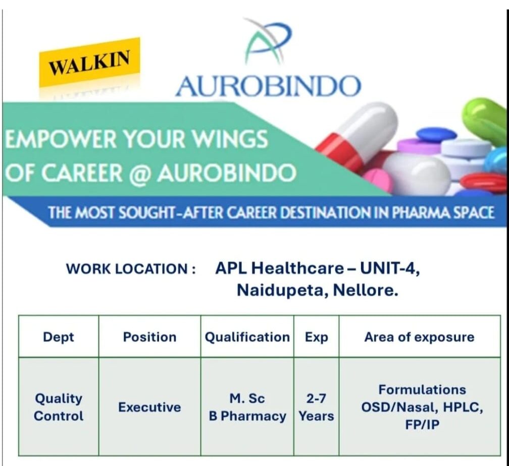 Aurobindo Pharma Job Vacancy 2025