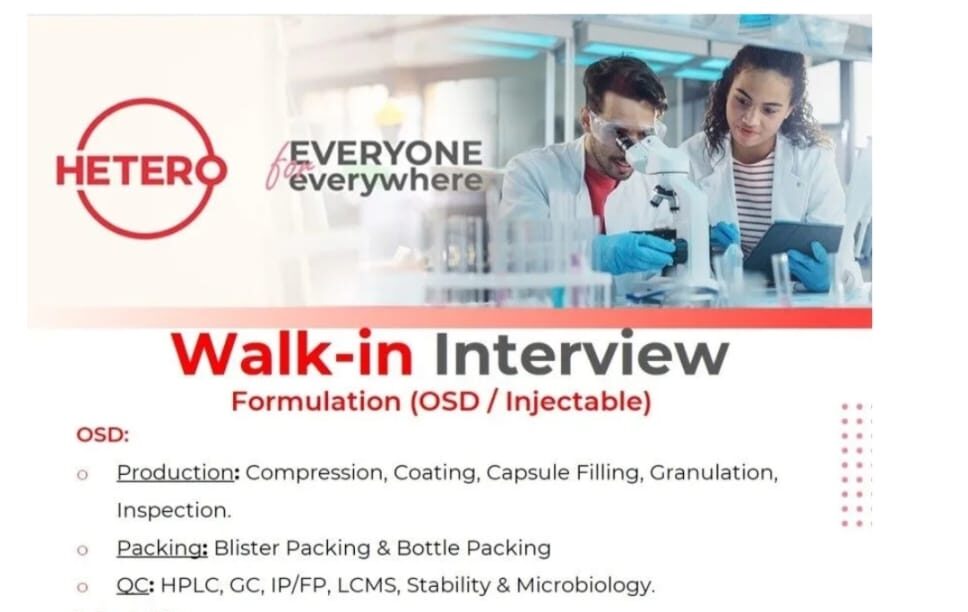 Hetero Walk-In Interview 2025