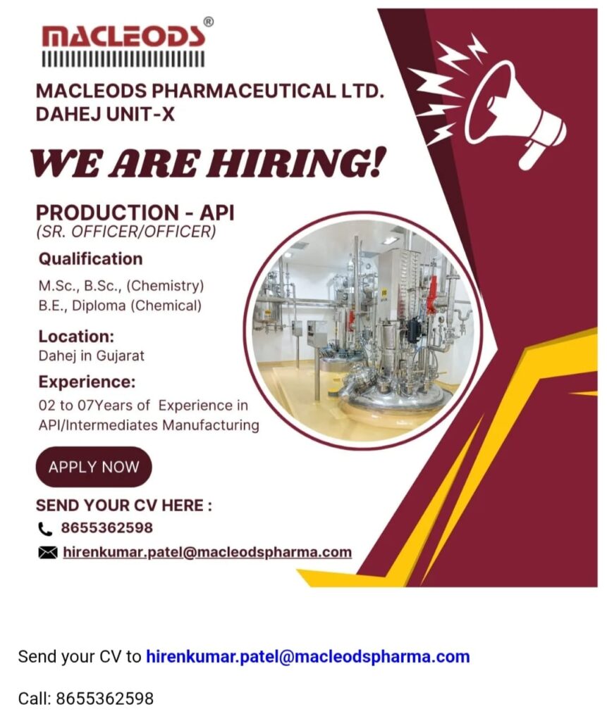 Macleods Pharma Job Vacancy