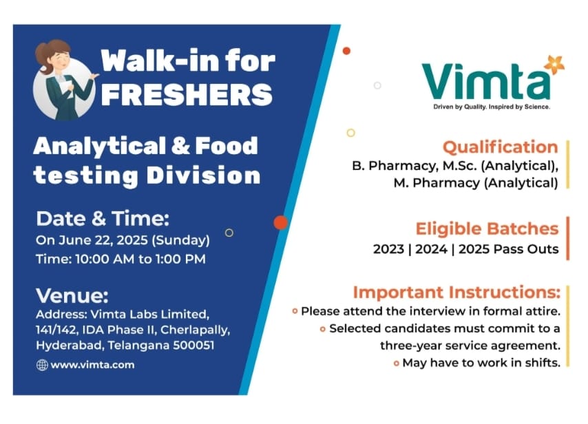 Vimta Labs Job Vacancy
