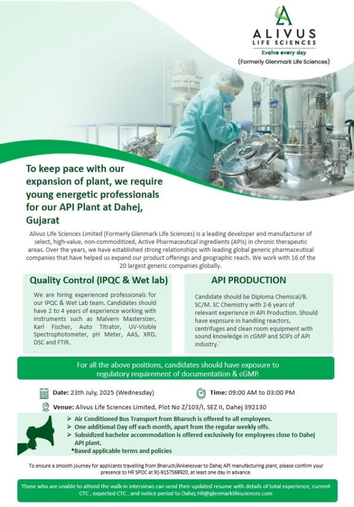 Alivus Life Sciences Job Vacancy 2025 