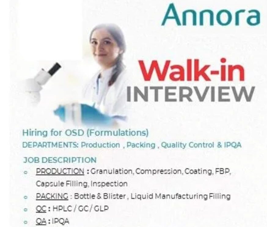 Annora Pharma Job Vacancy
