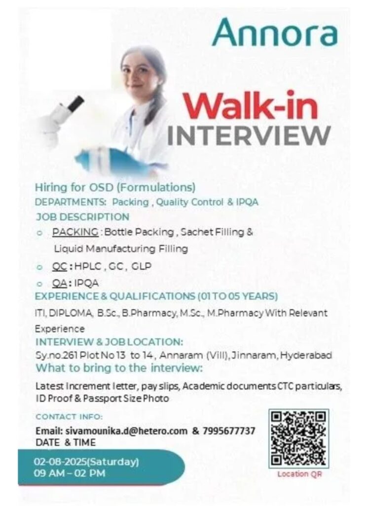 Annora Walk-In Interview 2025 Hyderabad
