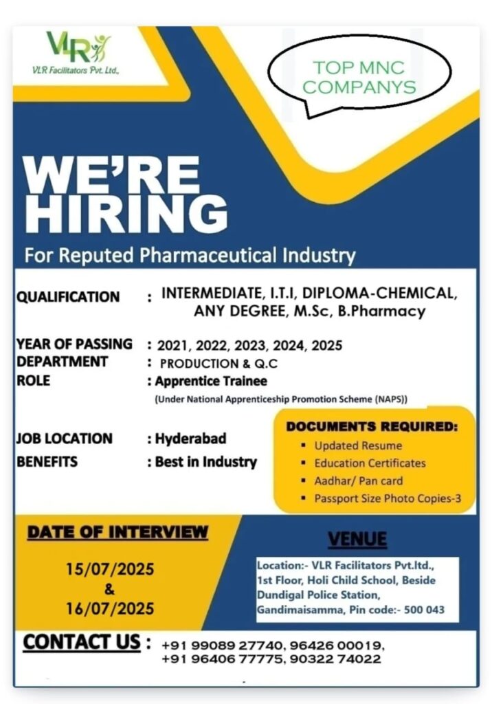 Apprentice Trainee Jobs in Hyderabad 2025