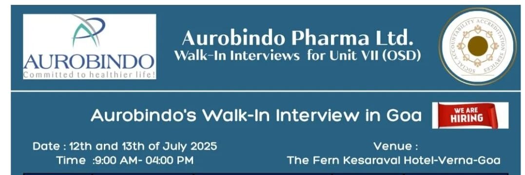 Aurobindo Pharma Job Vacancy 2025