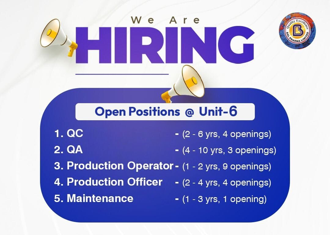 BAL Pharma Job Vacancy 2025