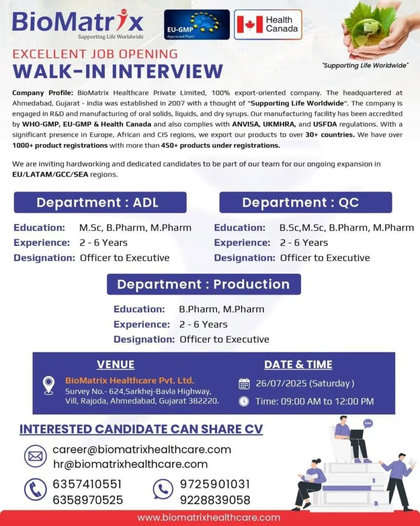 BioMatrix Healthcare Job Vacancy 2025