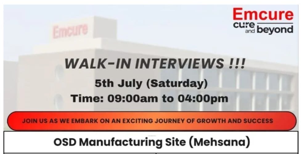 Emcure Pharma Job Vacancy 2025