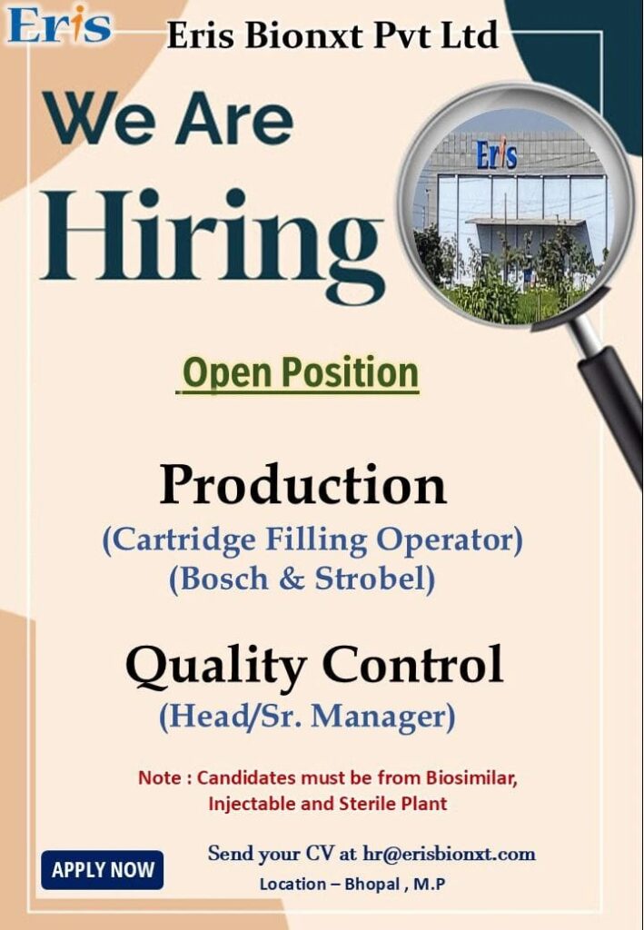 Eris Bionxt Hiring Bhopal