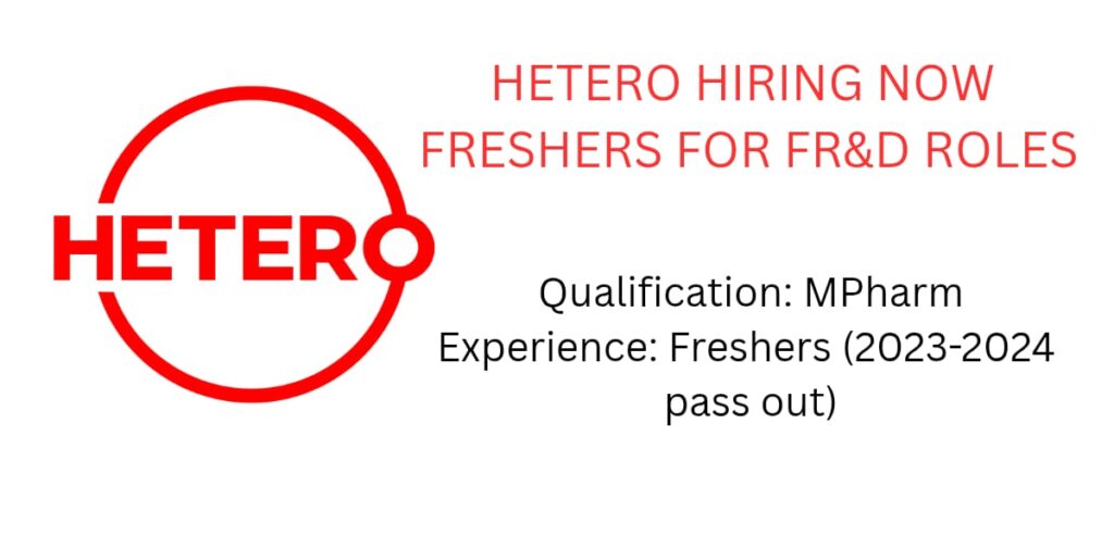 Freshers FR&D Jobs at Hetero