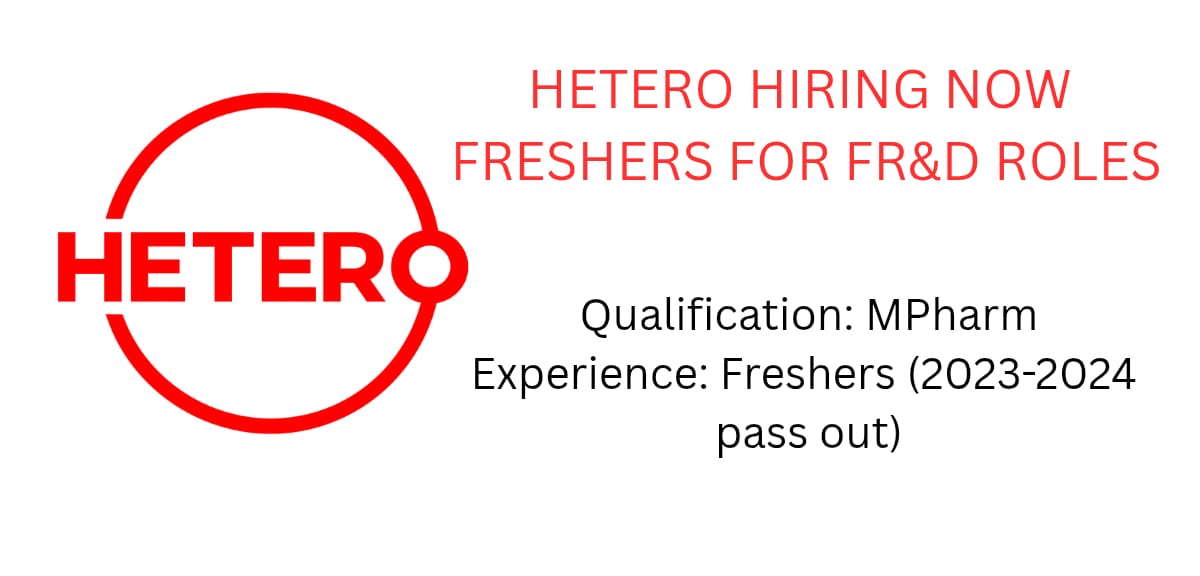 Freshers FR&D Jobs at Hetero