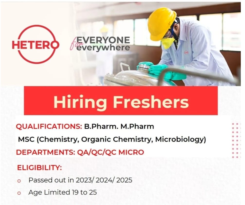 Hetero Pharma Job Vacancy 2025