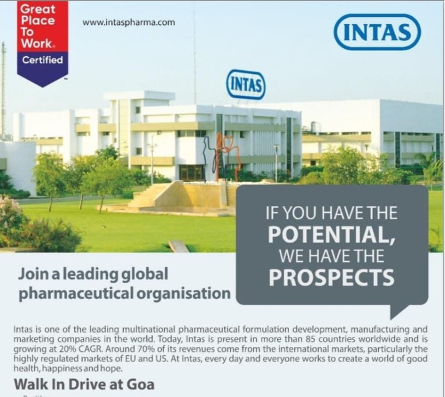 Intas Pharmaceuticals Job Vacancy 2025