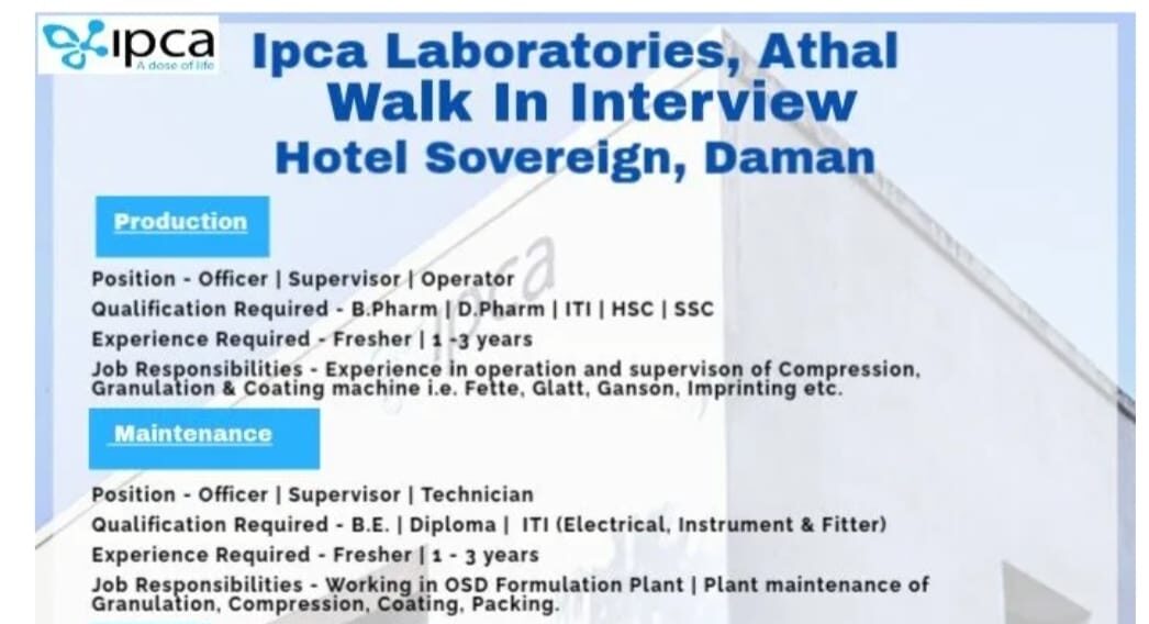 Ipca Laboratories Walk-in Interview July 2025