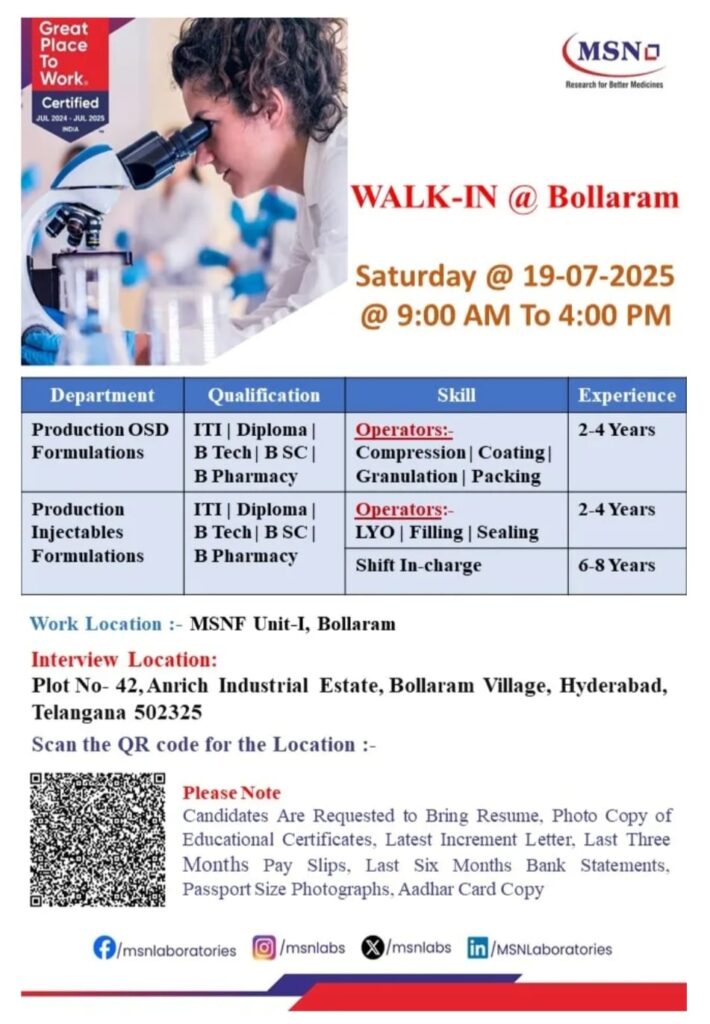 MSN Walk-In Interview in Bollarum 2025