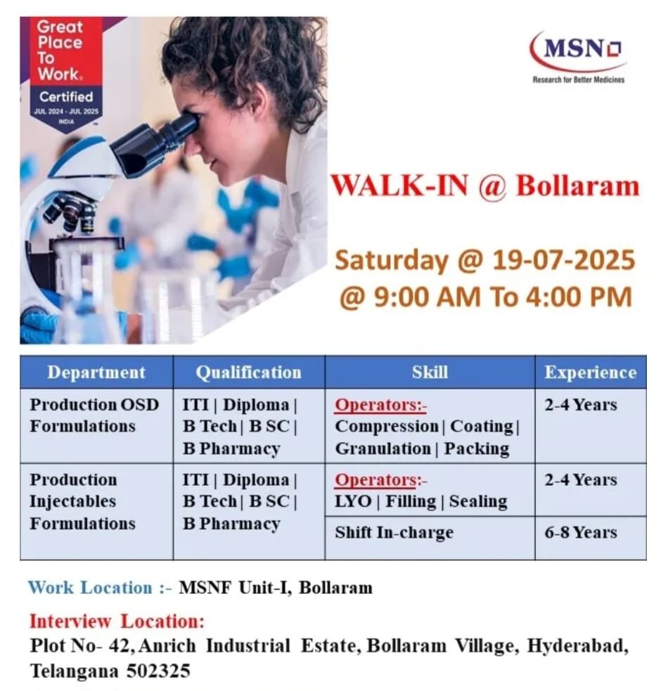 MSN Walk-In Interview in Bollarum 2025