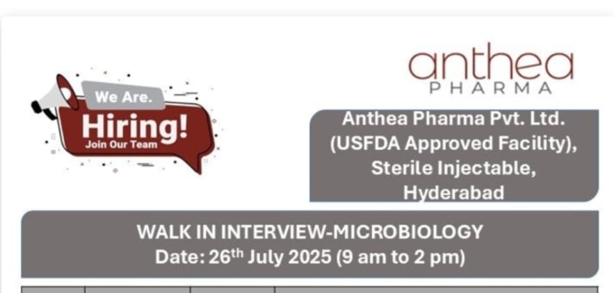 Microbiology Job Vacancy in Hyderabad 2025