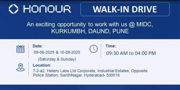 Pharma API Walk-In Drive Pune August 2025