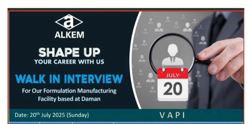 Pharma Walk-In Interview in Vapi for Formulation Jobs