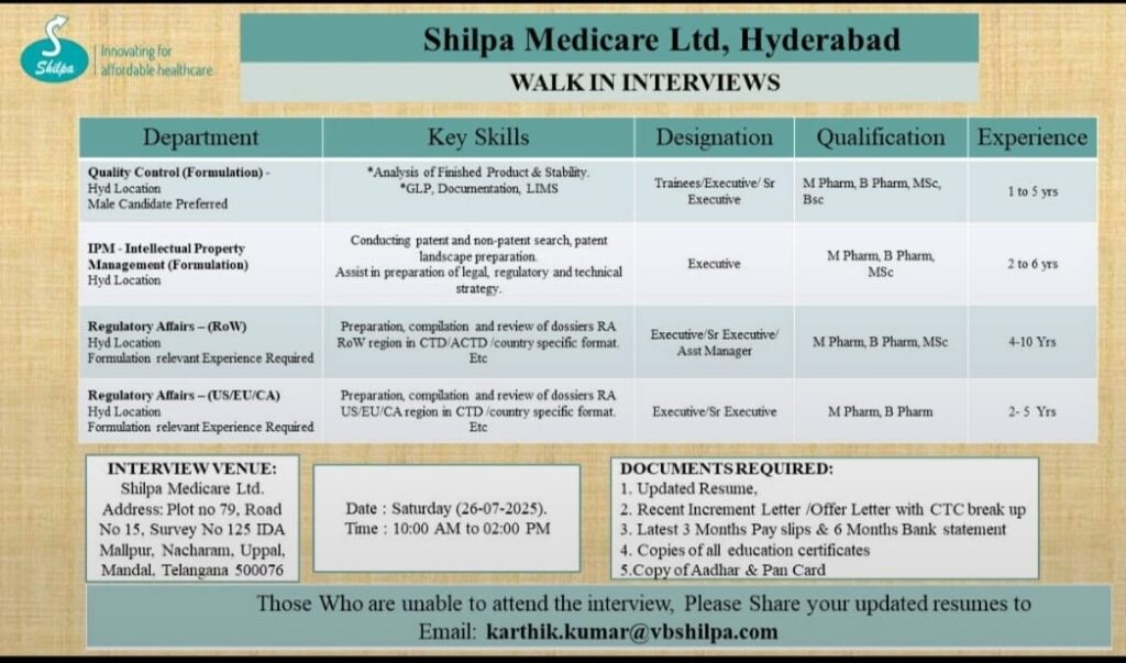 Shilpa Medicare Walk-In Hyderabad
