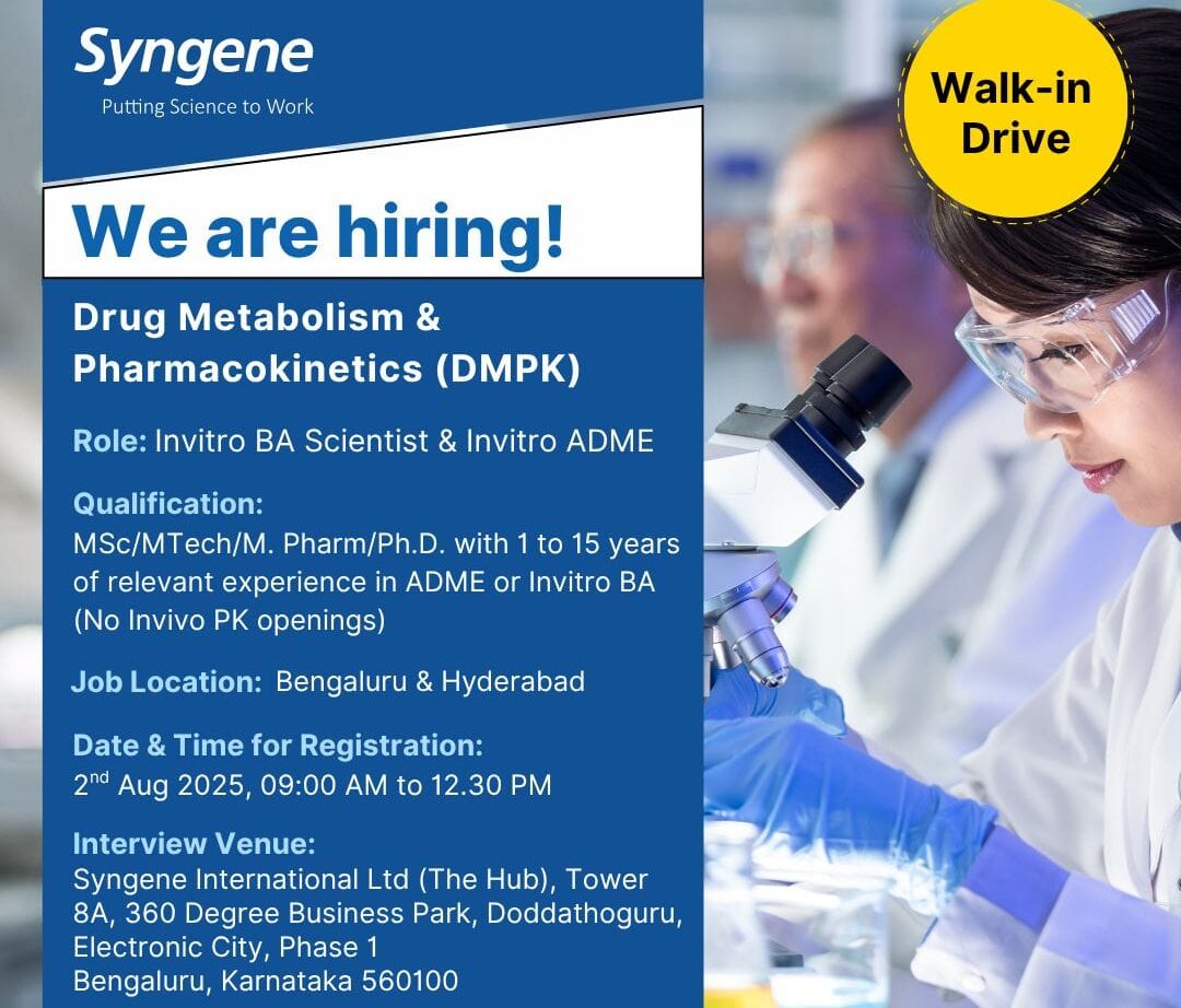 Syngene Bengaluru Walk-In Interview 2025