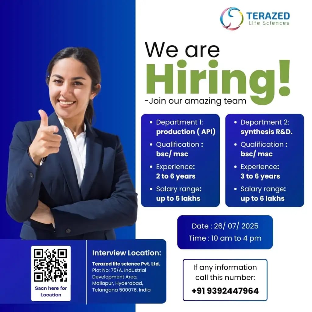 Terazed Life Sciences Walk-in Interview 2025