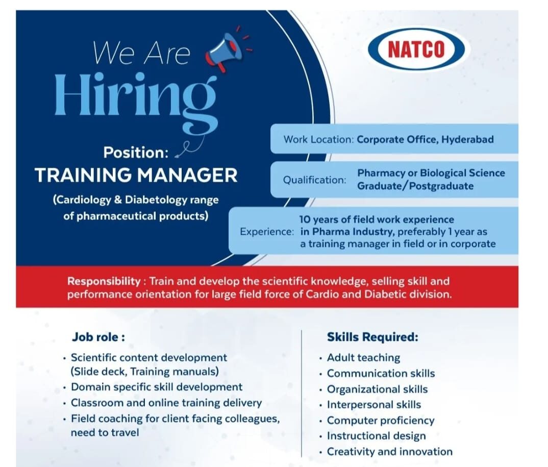 Training Manager Job in Hyderabad