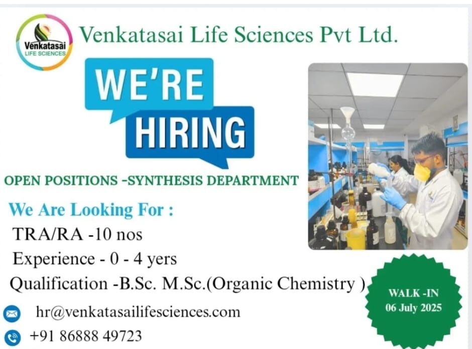Venkatasai Life Sciences Job Vacancy 2025