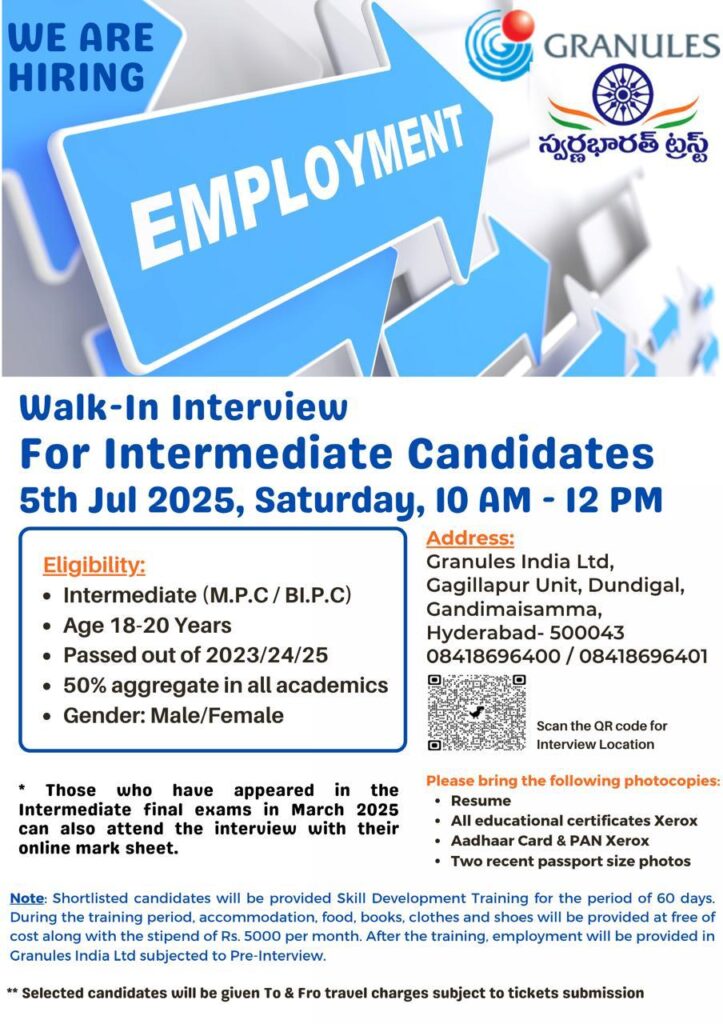 Walk-in Interview for Intermediate Candidates
