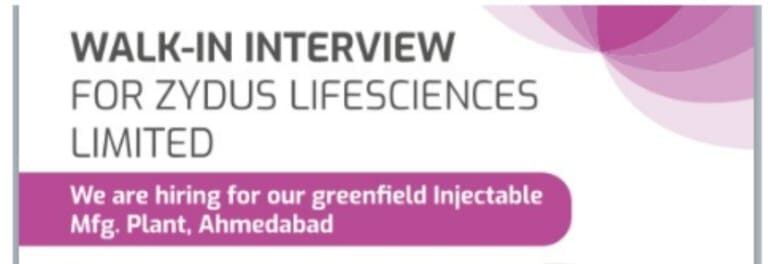 Zydus Lifesciences Walk-in Interview
