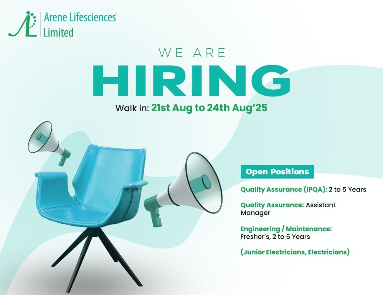 Walk-In Interview: Pharma Jobs at Arene Lifesciences Limited