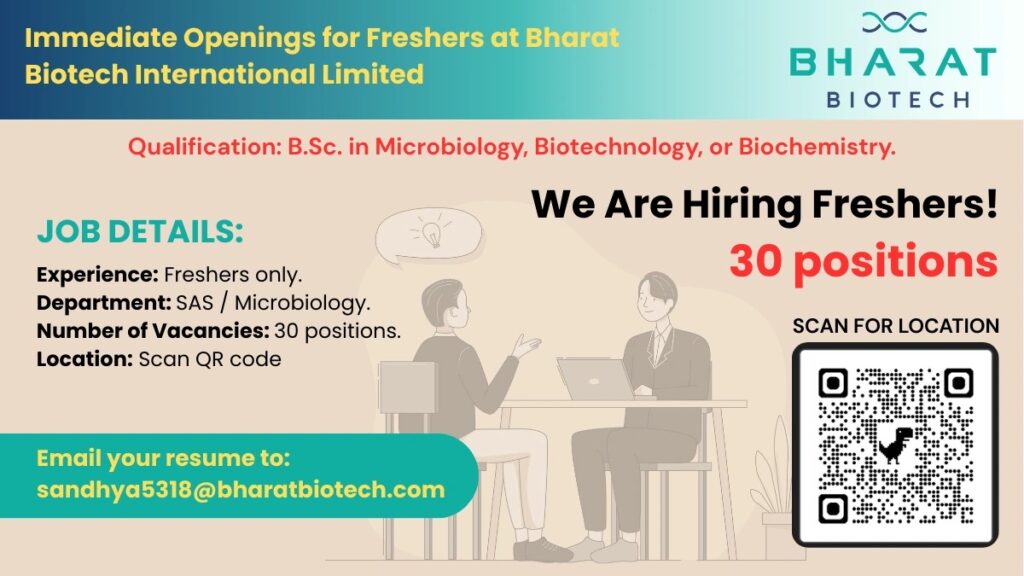 Bharat Biotech is Hiring Freshers