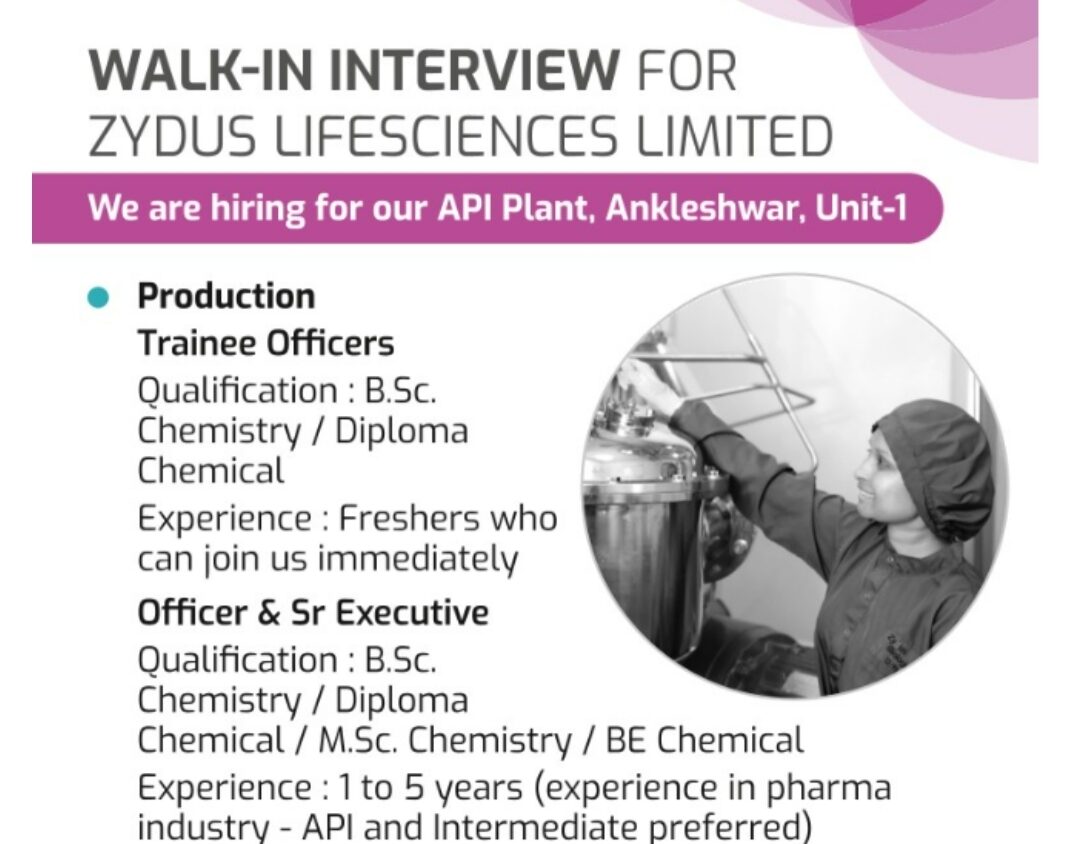 Walk-in Interview for API Manufacturing