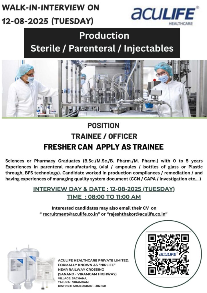 Aculife Healthcare Walk-In Interview 2025