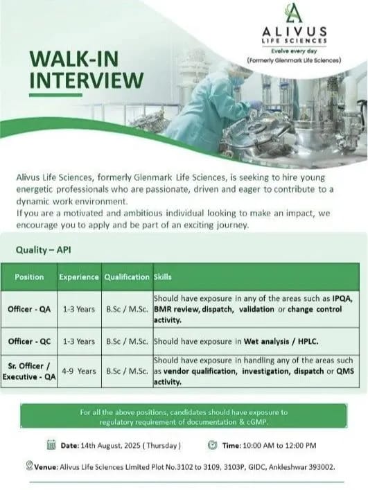 Alivus Life Sciences Walk-in Interview