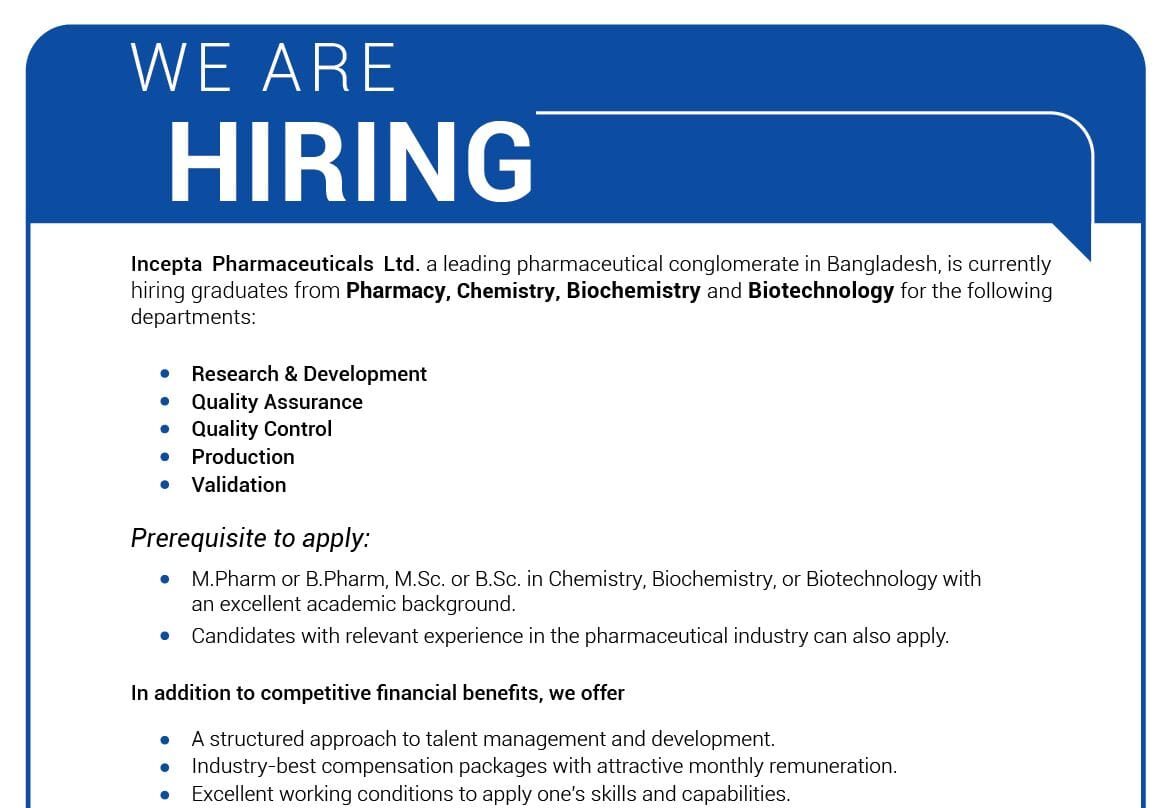 Build Your Career with Incepta Pharmaceuticals