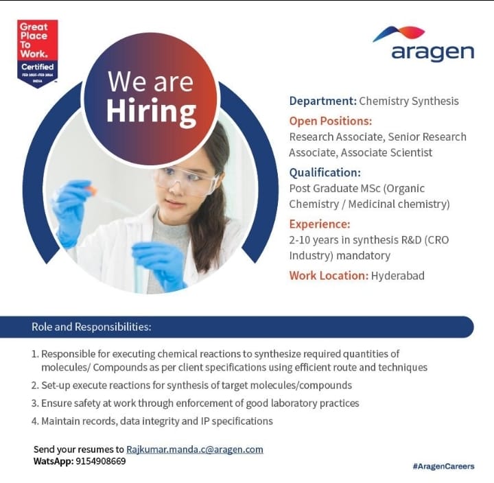 Chemistry Research Jobs in Hyderabad