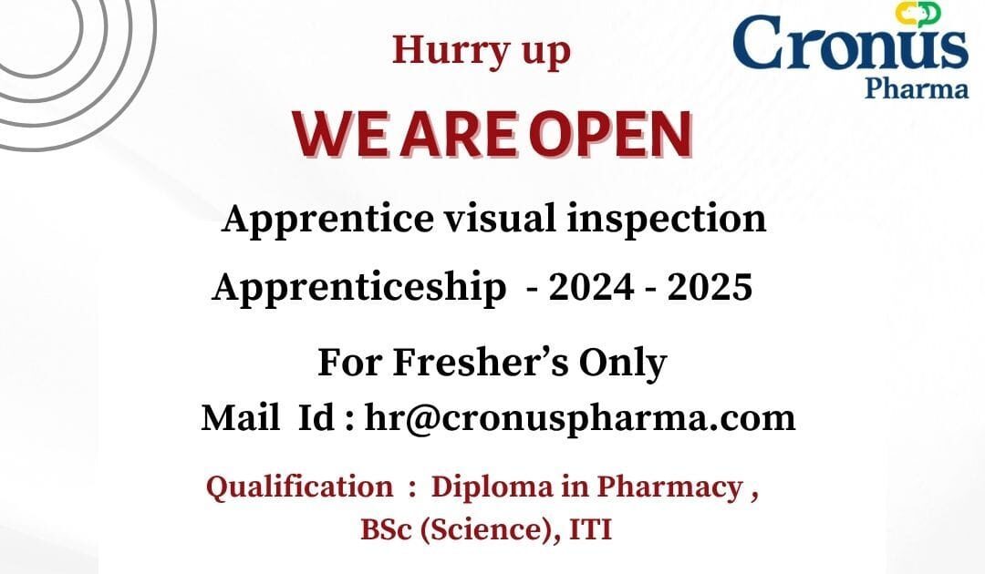 Cronus Pharma Apprentice Visual Inspection Hyderabad