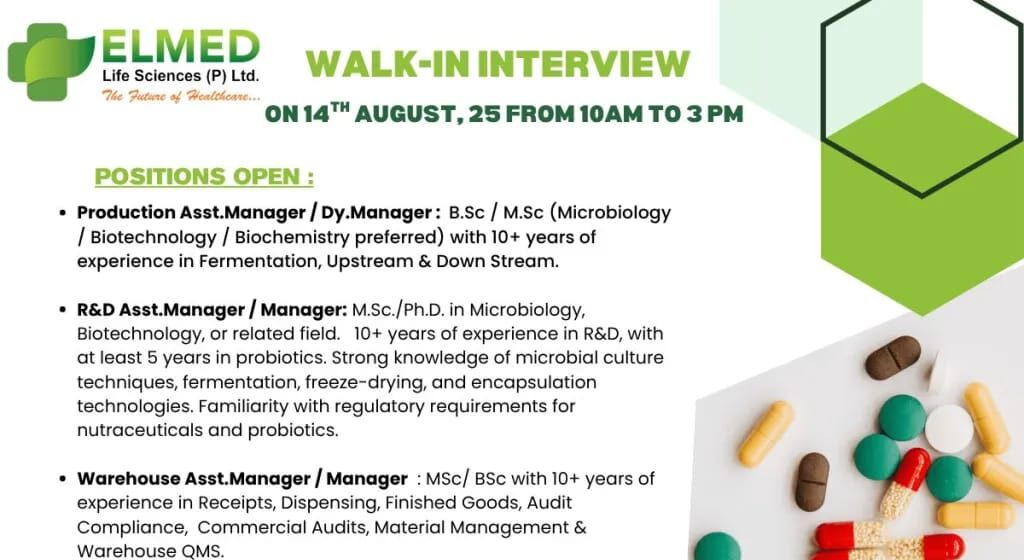 ELMED Life Sciences Walk-in Interview