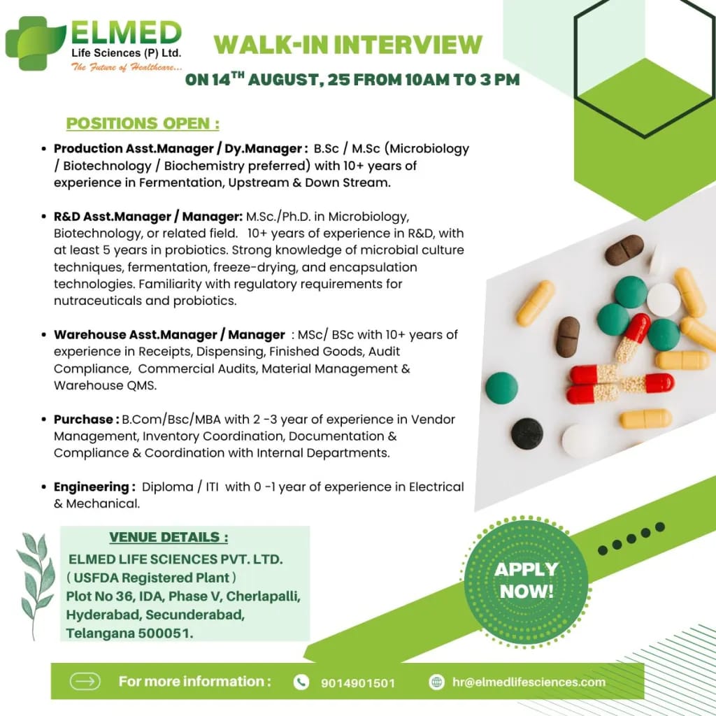 ELMED Life Sciences Walk-in Interview