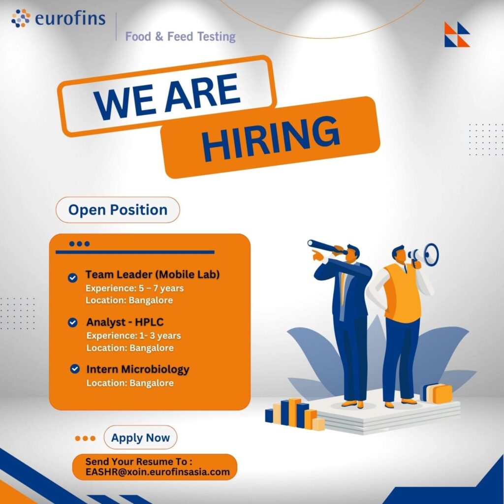 Food and Feed Testing Jobs in Bangalore