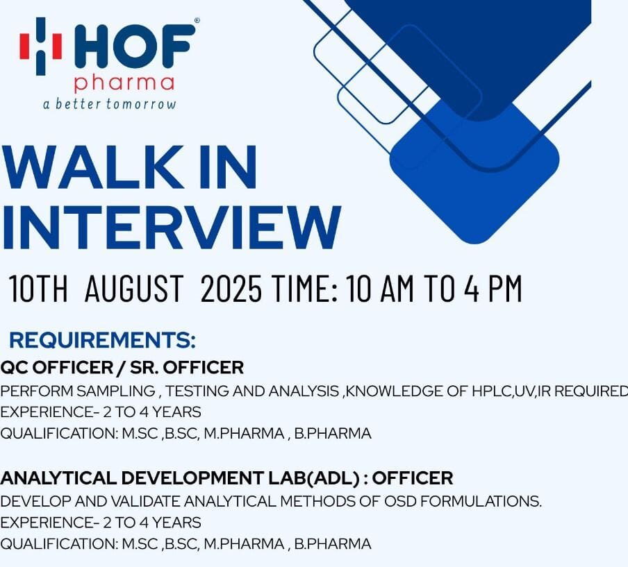 HOF Pharmaceuticals Walk-In Interview