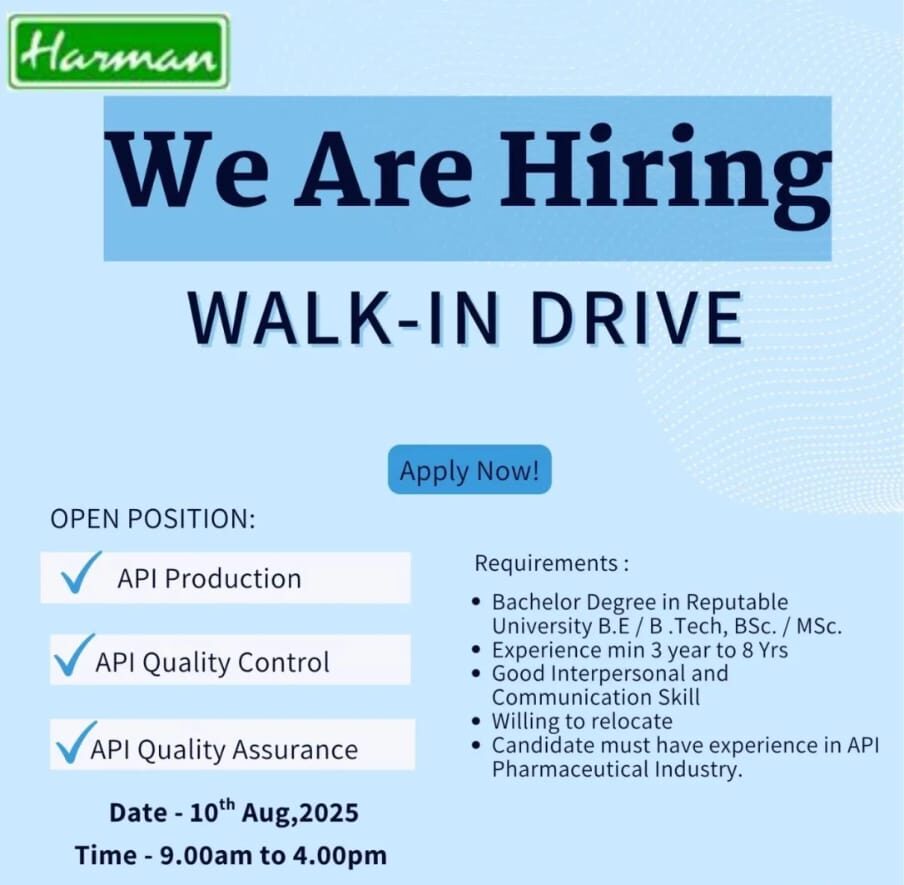Harman Walk-In Interview Ankleshwar 2025