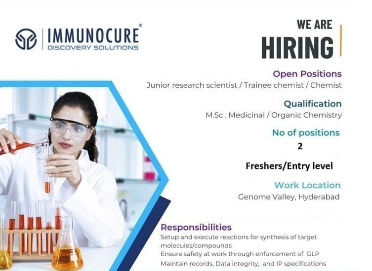 Hiring Junior Research Scientists/Chemists