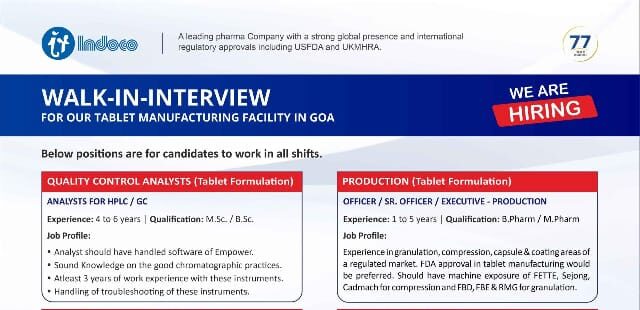 Indoco Remedies Walk-In Interview 2025
