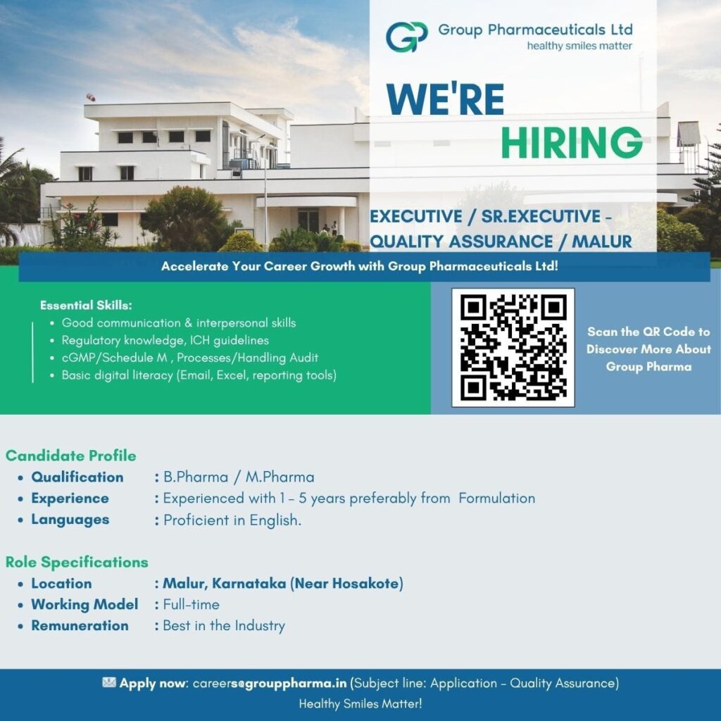 Quality Assurance Executive Jobs in Malur